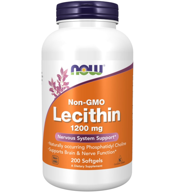 NOW FOODS Lecithin Non-GMO 1200mg, 200sgels. - lecytyna sojowa