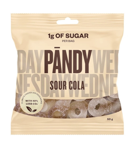 PANDY Sour Cola 50g - żelki bez dodatku cukru o smaku kwaśnej coli