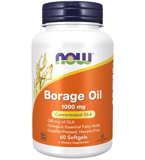 NOW FOODS Borage Oil 1000mg, 60 sgels. - Olej z nasion ogórecznika