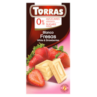 TORRAS Czekolada biała z truskawkami bez dodatku cukru bezglutenowa 75g