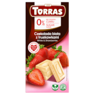 TORRAS Czekolada biała z truskawkami bez dodatku cukru bezglutenowa 75g