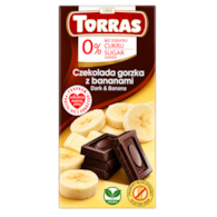 TORRAS Czekolada gorzka z bananami bez dodatku cukru bezglutenowa 75g
