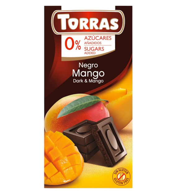 TORRAS Czekolada gorzka z mango bez dodatku cukru bezglutenowa 75g