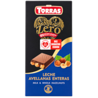 TORRAS ZERO Czekolada mleczna z orzechami laskowymi bez dodatku cukru bezglutenowa 150g