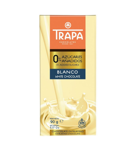 TRAPA Czekolada biała bez dodatku cukru bezglutenowa 90g