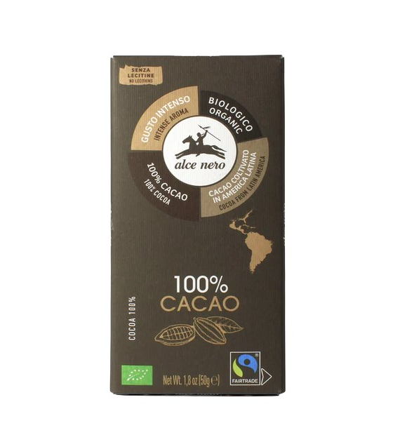ALCE NERO Tabliczka gorzka 100% kakao BIO 50g