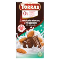 TORRAS Czekolada mleczna z migdałami bez dodatku cukru bezglutenowa 75g