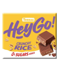 TORRAS HeyGo! Czekolada mleczna crunchy z chrupiącym ryżem bez dodatku cukru bezglutenowa 60g