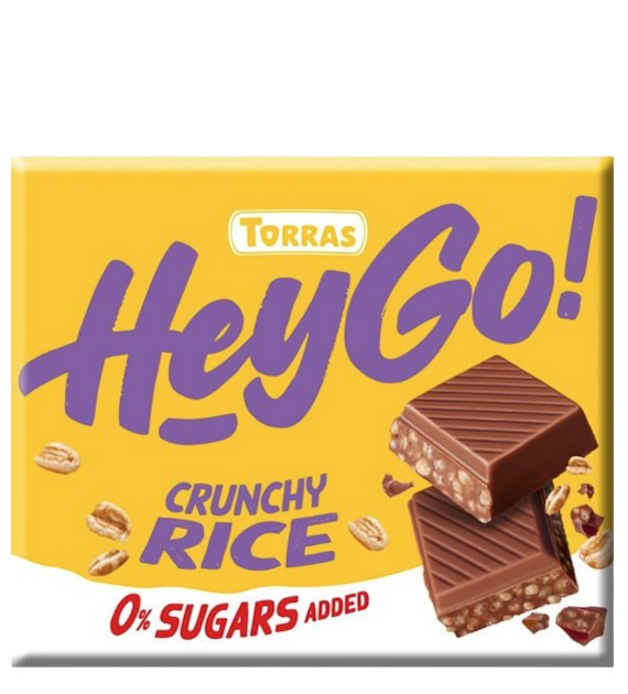 TORRAS HeyGo! Czekolada mleczna crunchy z chrupiącym ryżem bez dodatku cukru bezglutenowa 60g
