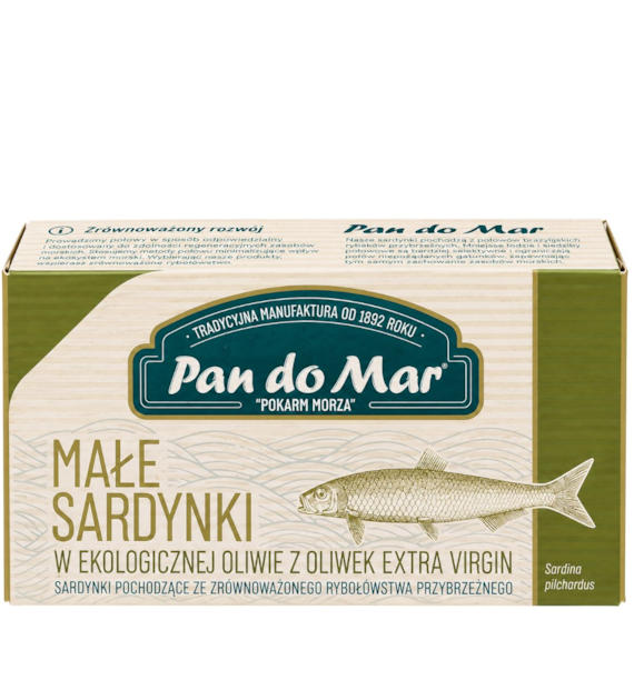 PAN DO MAR Sardynki europejskie w BIO oliwie z oliwek extra virgin 120g