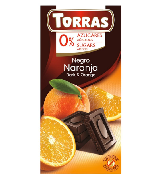 TORRAS Czekolada gorzka z pomarańczą bez dodatku cukru bezglutenowa 75g