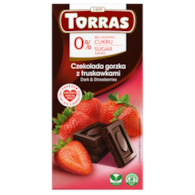 TORRAS Czekolada gorzka z truskawkami bez dodatku cukru bezglutenowa 75g