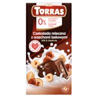 TORRAS Czekolada mleczna z orzechami laskowymi bez dodatku cukru bezglutenowa 75g