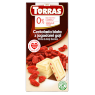 TORRAS Czekolada biała z jagodami goji bez dodatku cukru bezglutenowa 75g