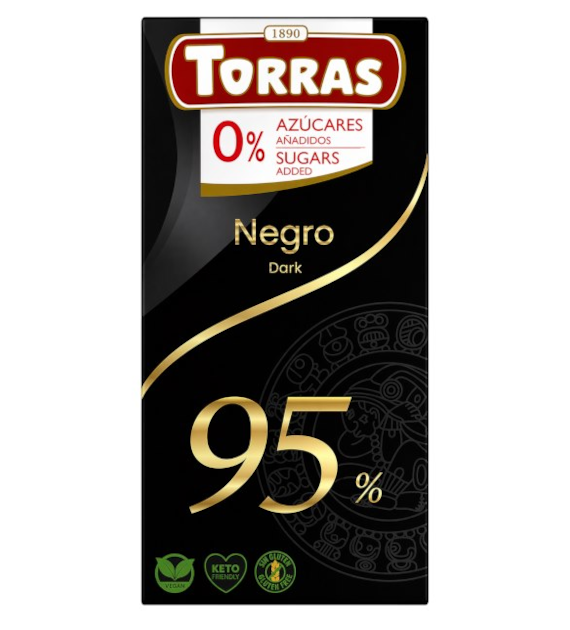 TORRAS Czekolada gorzka 95% kakao bez dodatku cukru bezglutenowa 75g