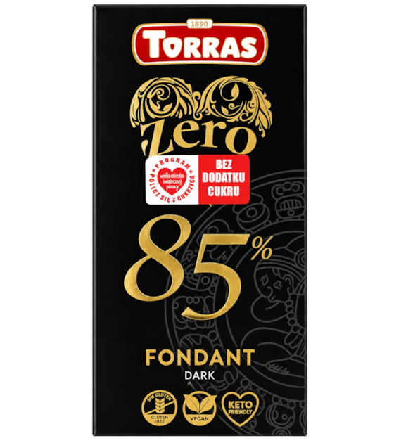 TORRAS ZERO Czekolada gorzka 85% bez dodatku cukru bezglutenowa 100g