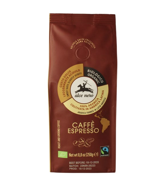 ALCE NERO Kawa 100% Arabica Espresso mielona FT BIO 250g