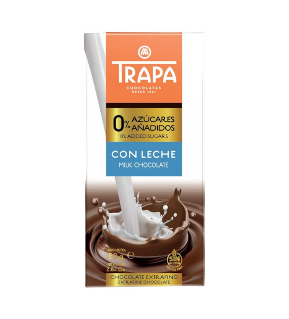 TRAPA Czekolada mleczna bez dodatku cukru 80g