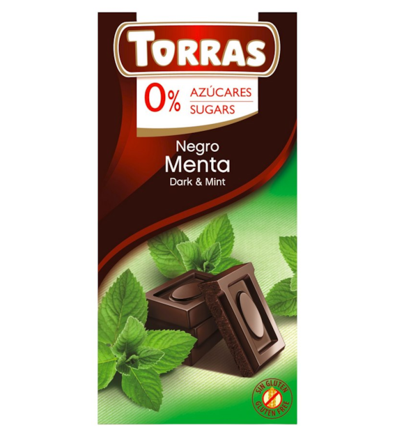 TORRAS Czekolada gorzka z miętą bez dodatku cukru bezglutenowa 75g
