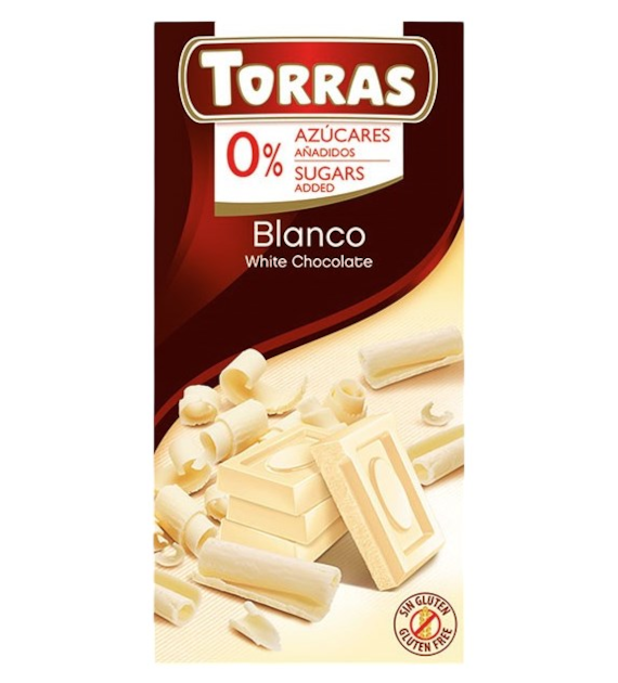 TORRAS Czekolada biała bez dodatku cukru bezglutenowa 75g
