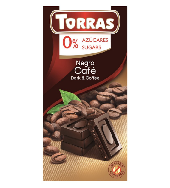 TORRAS Czekolada gorzka z kawą bez dodatku cukru bezglutenowa 75g