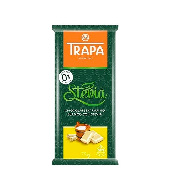 TRAPA Stevia Czekolada biała bez dodatku cukru bezglutenowa 75g