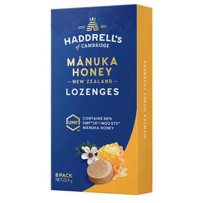 Pastylki do ssania Miód Manuka UMF16+ MGO570+ 8 sztuk (22,4g) HADDRELL'S OF CAMBRIDGE