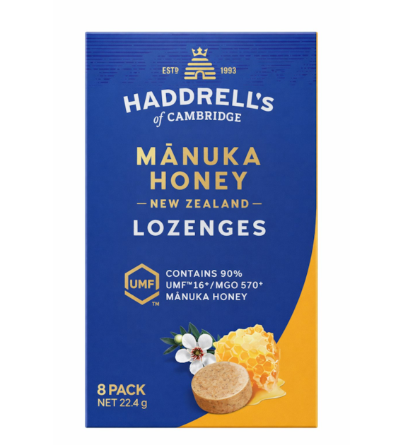Pastylki do ssania Miód Manuka UMF16+ MGO570+ 8 sztuk (22,4g) HADDRELL'S OF CAMBRIDGE